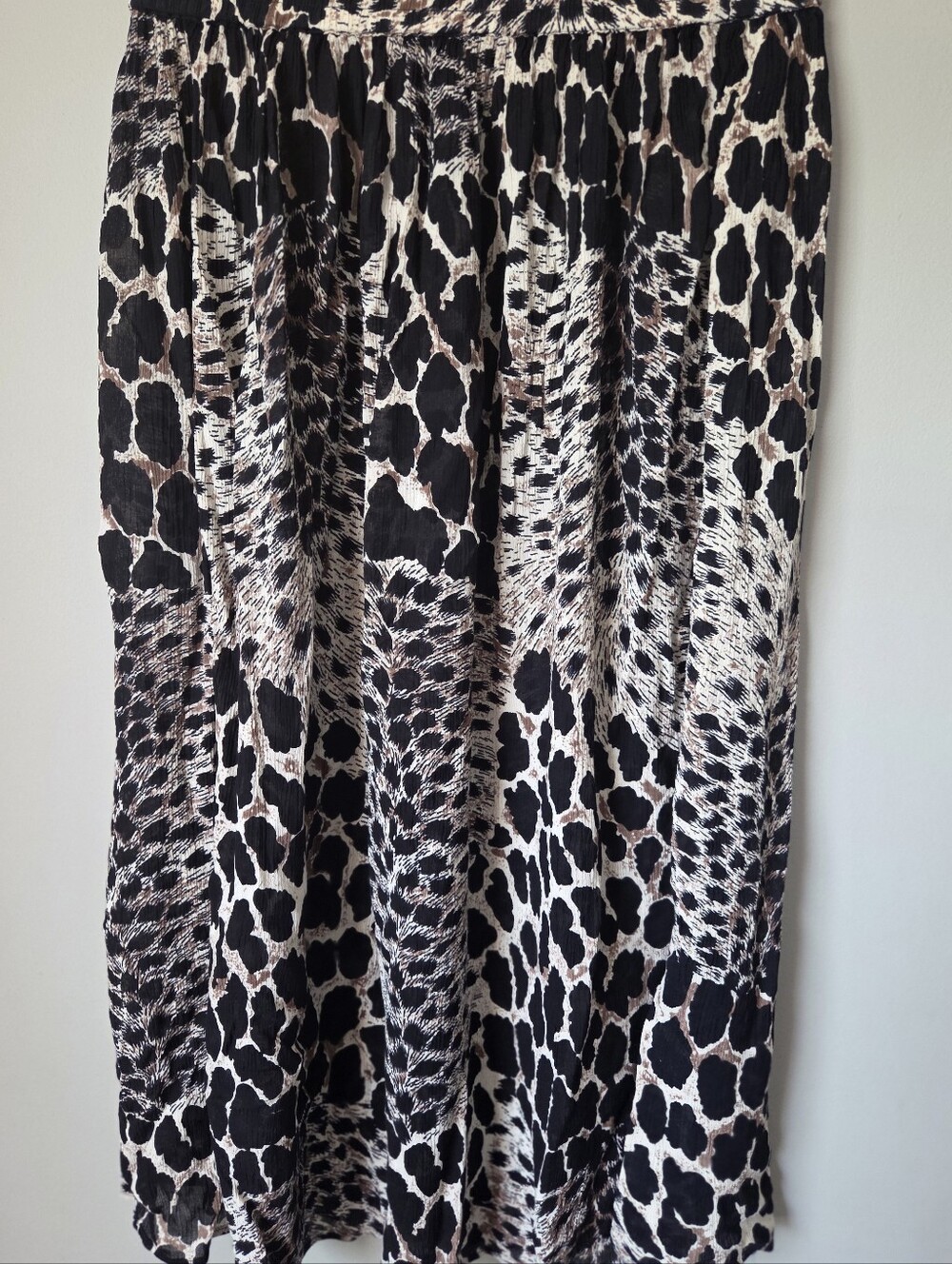 Women’s Animal Print Maxi Skirt - Black & Cream